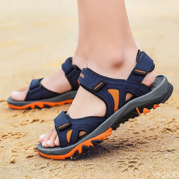 "Damen Sandalen, ergonomisch geformt, rutschfest, robust, ideal für Alltag in Armeegrün, Dunkelblau oder Schwarz."