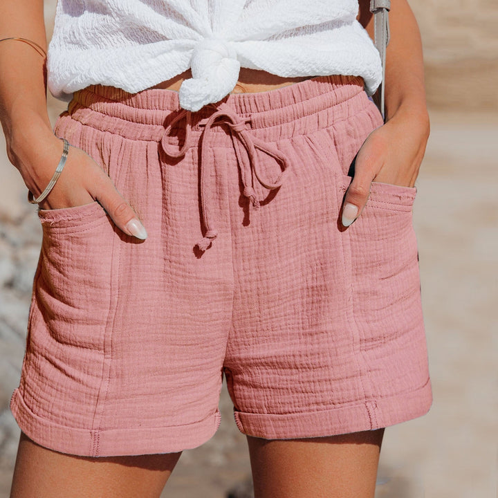 "Damen Shorts mit Kordelzug, leichtes Material, sommerlich, komfortabel und stilvoll, ideal für Freizeitlooks."