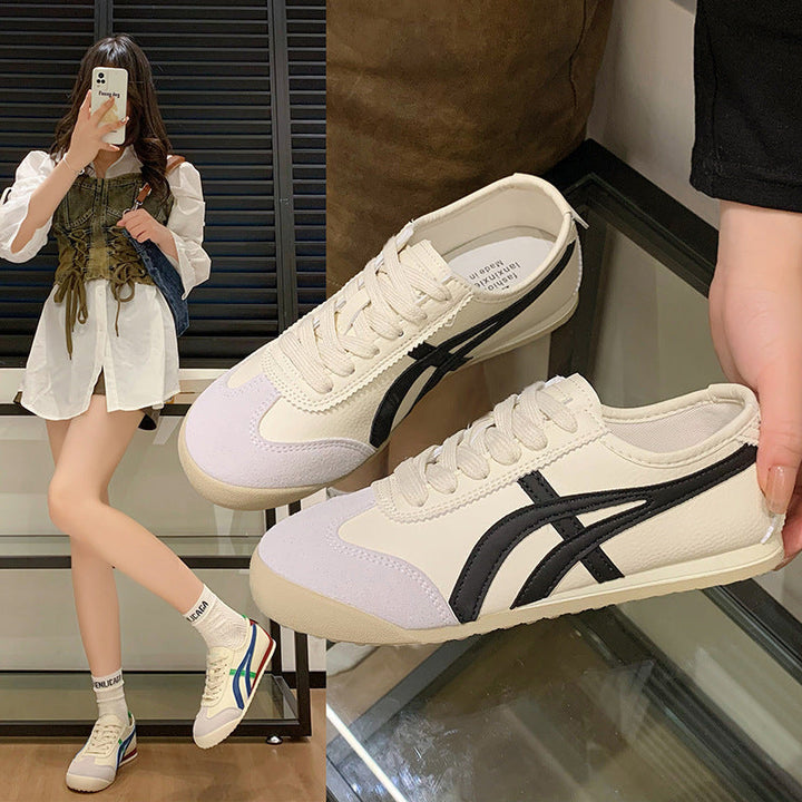 "Damen Sneaker im Retro-Stil, Veloursleder, kontrastreiche Farben, sportlich elegant, rutschfeste Sohle, komfortabel"