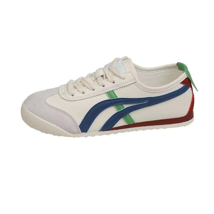 "Damen Sneaker im Retro-Stil, Veloursleder, kontrastreiche Farben, sportlich elegant, rutschfeste Sohle, komfortabel"