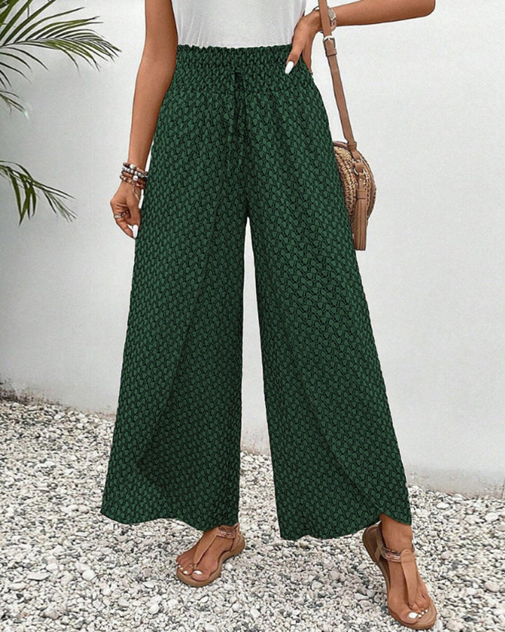 Damen-Sommerhose mit geometrischem Muster, hoher Taille, betont die Figur, ideal für eleganten und bequemen Alltagslook.