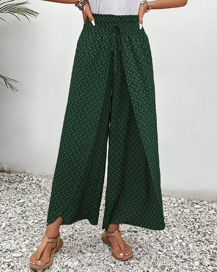 Damen-Sommerhose mit geometrischem Muster, hoher Taille, betont die Figur, ideal für eleganten und bequemen Alltagslook.