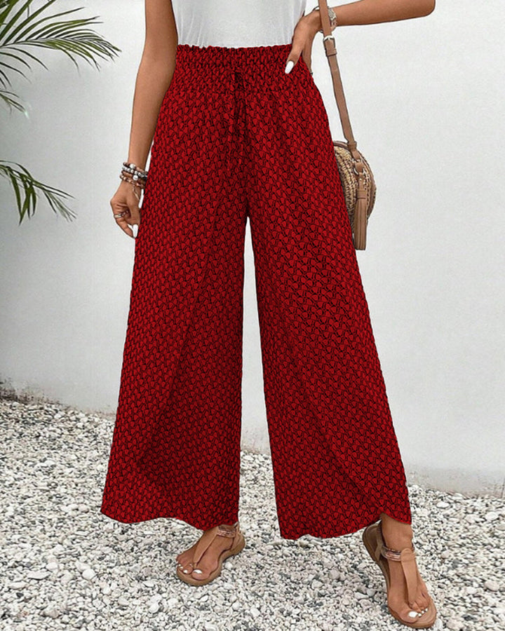 Damen-Sommerhose mit geometrischem Muster, hoher Taille, betont die Figur, ideal für eleganten und bequemen Alltagslook.