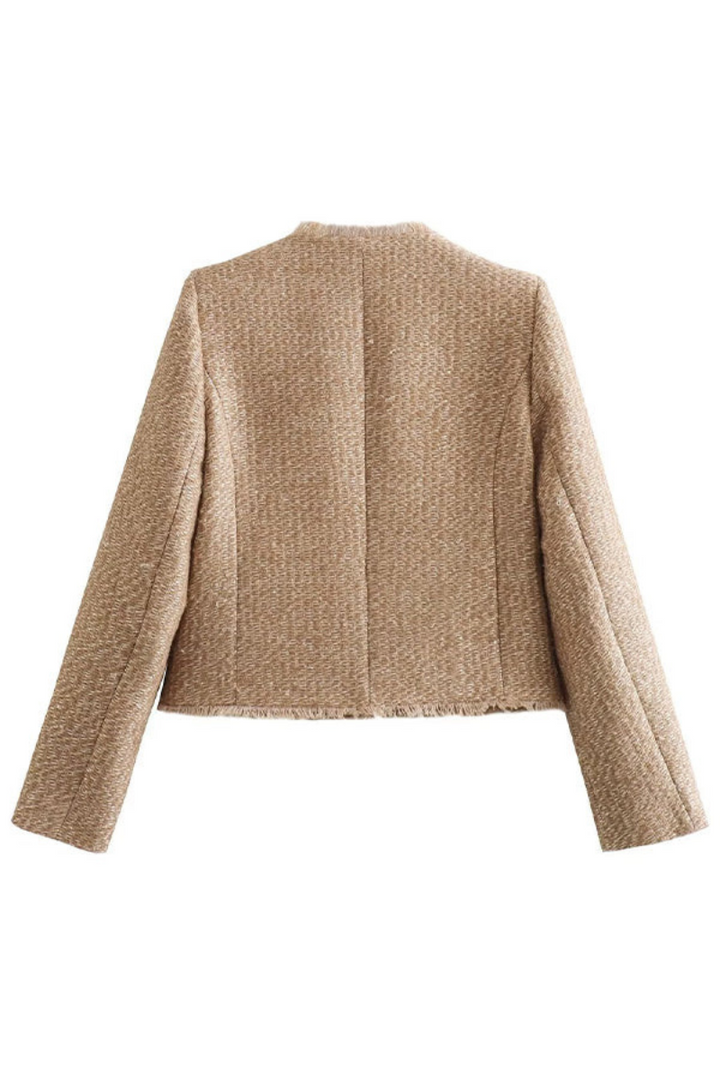 "Damen Sommerjacke elegant, leicht, vielseitig, beige, zeitloses Design, ideal für jede Gelegenheit, modisch und komfortabel"
