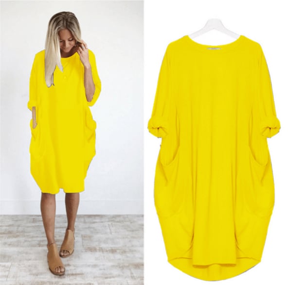 Damen Sommerkleid in lockerer Passform mit Rundhalsausschnitt, elegantes Design, ideal für Sommerausflüge.