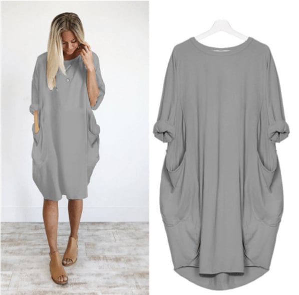 Damen Sommerkleid in lockerer Passform mit Rundhalsausschnitt, elegantes Design, ideal für Sommerausflüge.