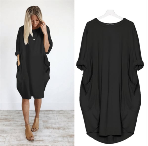 Damen Sommerkleid in lockerer Passform mit Rundhalsausschnitt, elegantes Design, ideal für Sommerausflüge.