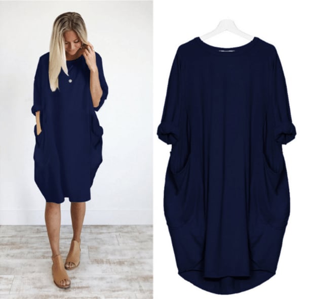 Damen Sommerkleid in lockerer Passform mit Rundhalsausschnitt, elegantes Design, ideal für Sommerausflüge.
