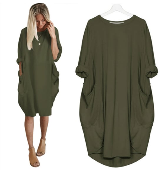 Damen Sommerkleid in lockerer Passform mit Rundhalsausschnitt, elegantes Design, ideal für Sommerausflüge.