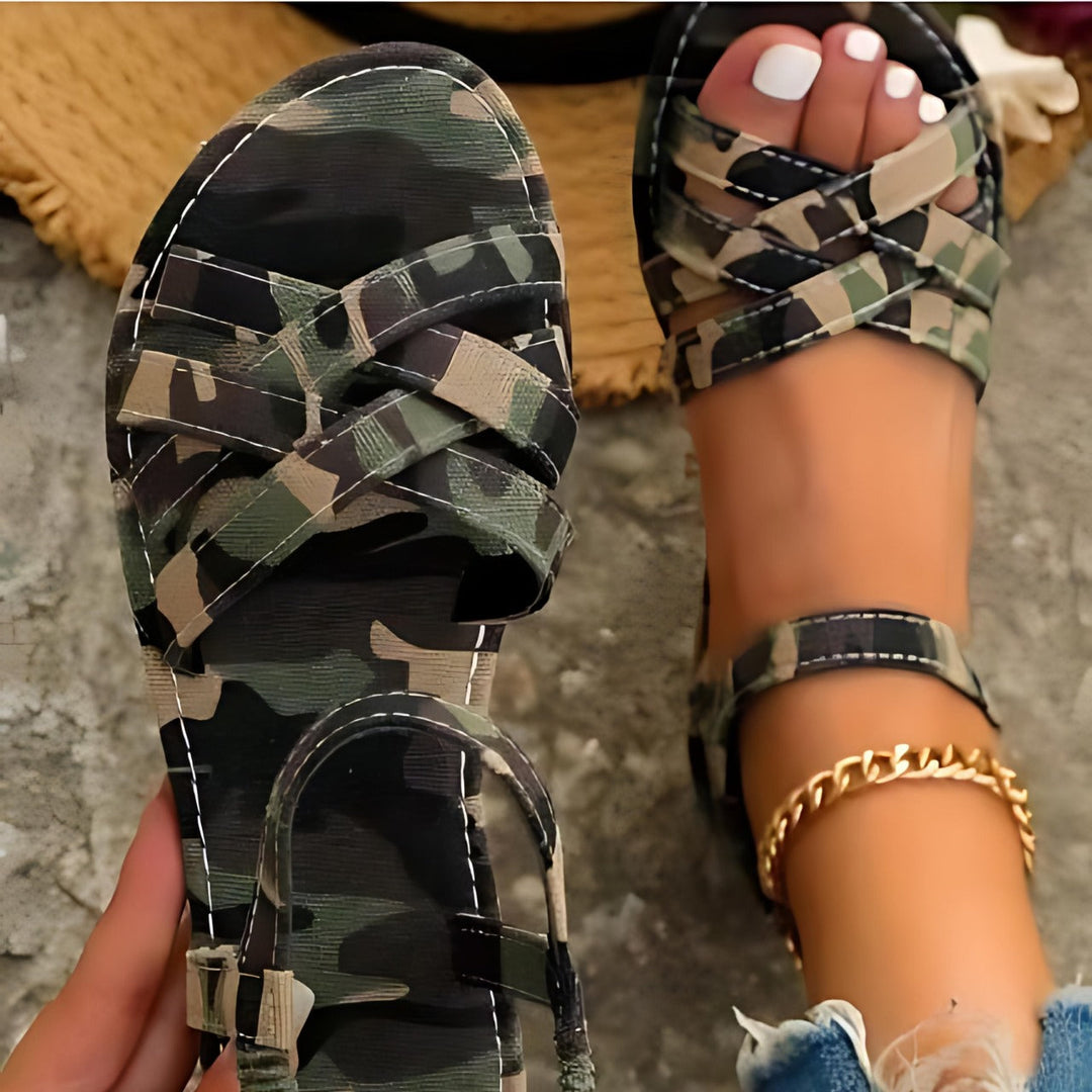 "Damen Sommersandalen flach, komfortabel, stilvoll, einfarbig, offenes Design, perfekt für Sommertage und vielseitig tragbar.