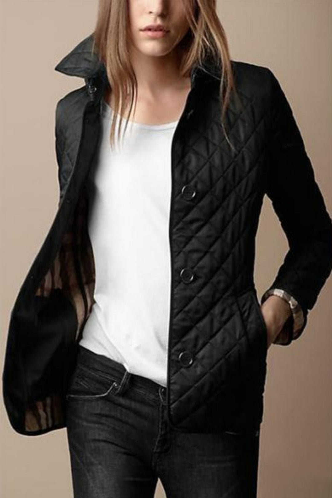 "Damen Steppjacke stilvoll & warm, taillierte Passform, hervorragende Isolierung, in Blau, Khaki, Rot, Schwarz erhältlich"
