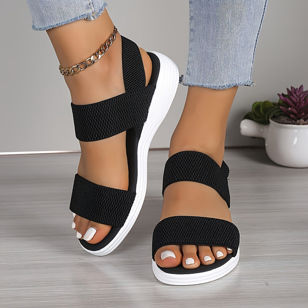 Damen-Stretch-Sandalen, elegant und leicht, in braunem Obermaterial. Perfekt für Komfort und stilvollen Alltagslook.