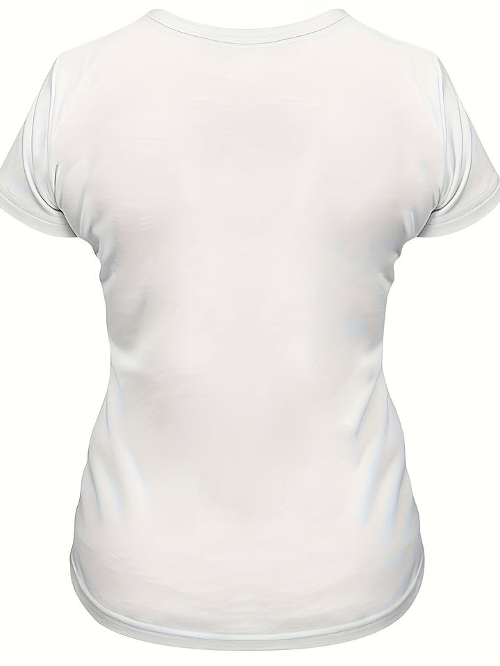 "Damen T-Shirt mit kreativem Hühnerdruck, Rundhalsausschnitt, Kurzarm, bequemer Stoff, perfekt für den Sommer."