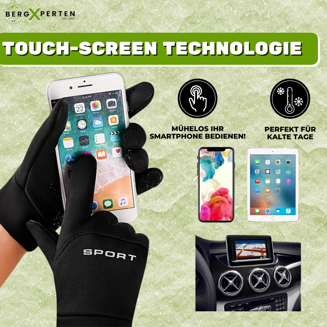 "Damen Thermohandschuhe, wasserdicht, winddicht, schwarz, Touchscreen, reflektierende Streifen, Wildlederfutter, Winter"