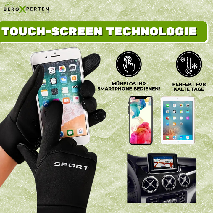 "Damen Thermohandschuhe, wasserdicht, winddicht, schwarz, Touchscreen, reflektierende Streifen, Wildlederfutter, Winter"