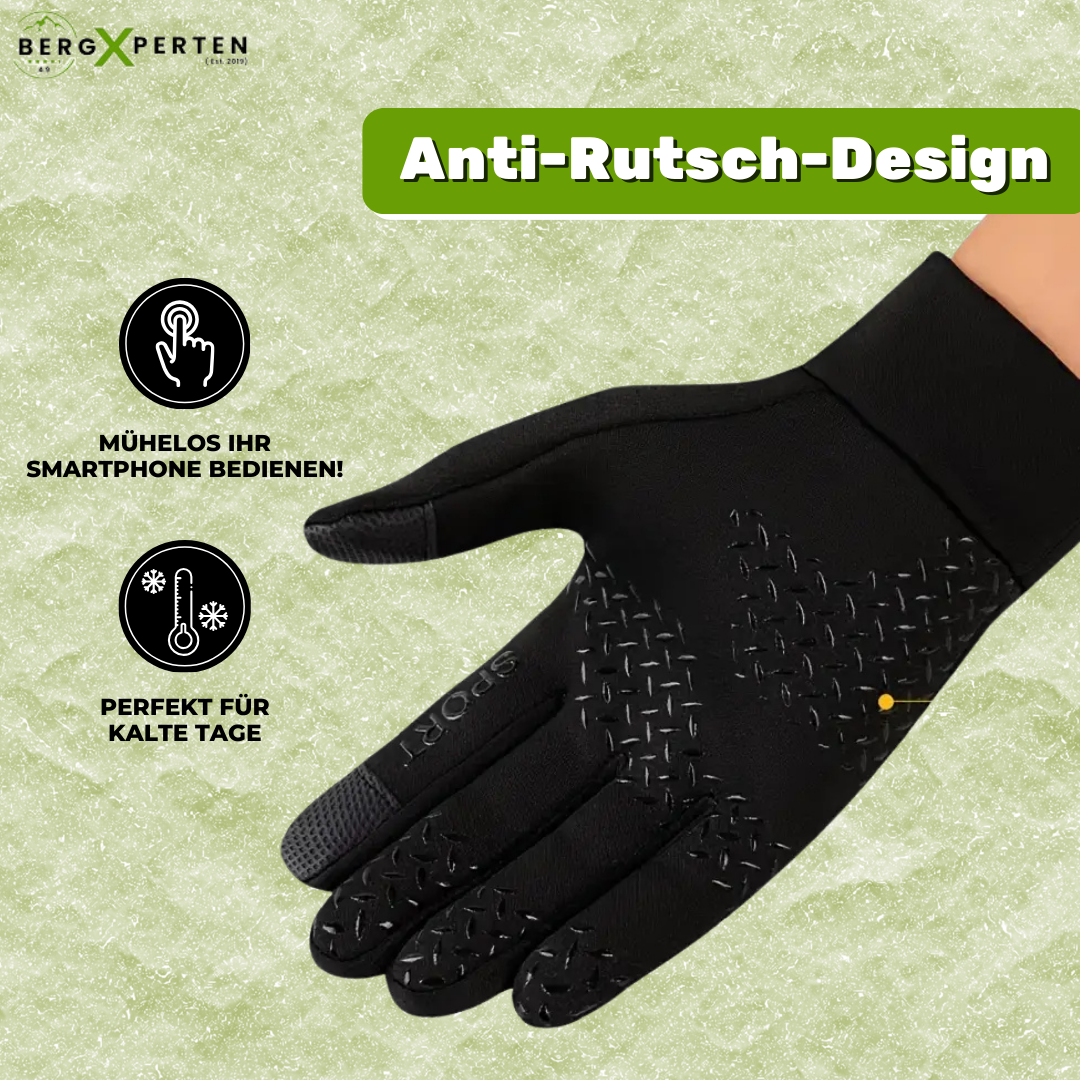 "Damen Thermohandschuhe, wasserdicht, winddicht, schwarz, Touchscreen, reflektierende Streifen, Wildlederfutter, Winter"