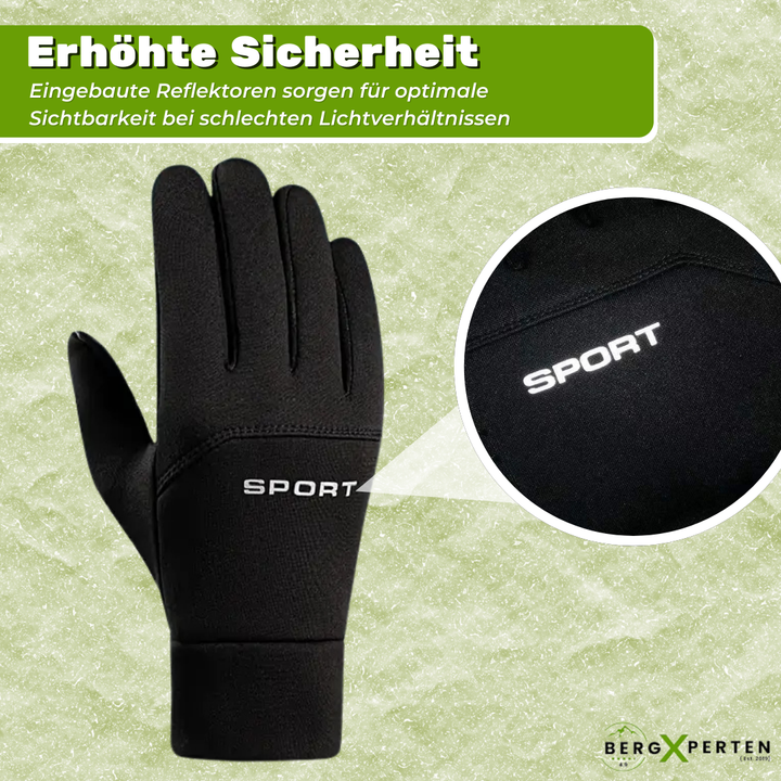 "Damen Thermohandschuhe, wasserdicht, winddicht, schwarz, Touchscreen, reflektierende Streifen, Wildlederfutter, Winter"