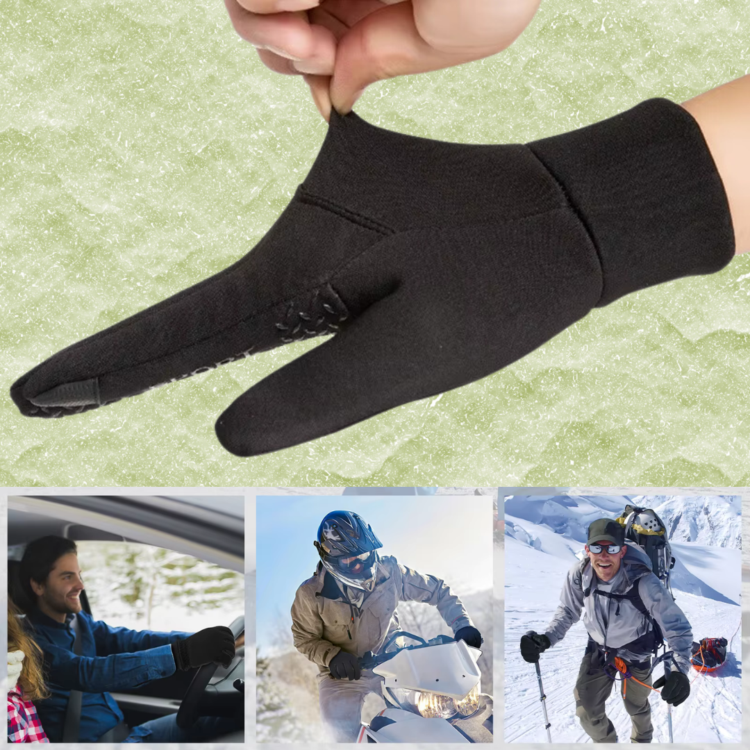 "Damen Thermohandschuhe, wasserdicht, winddicht, schwarz, Touchscreen, reflektierende Streifen, Wildlederfutter, Winter"
