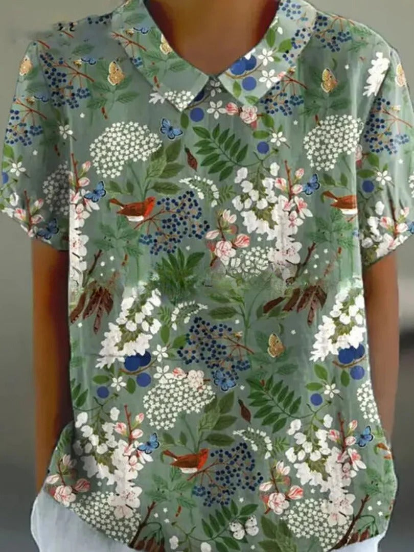 "Damen Top mit Blumenmuster, leicht und atmungsaktiv, ideal für den Sommer, in vielseitigen Farben und Größen erhältlich."