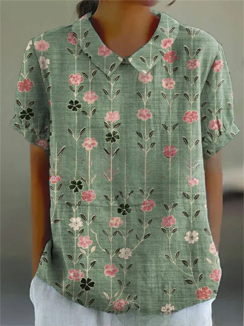 "Damen Top mit Blumenmuster, leicht und atmungsaktiv, ideal für den Sommer, in vielseitigen Farben und Größen erhältlich."