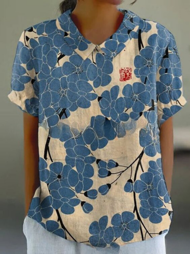 "Damen Vintage Bluse mit Blumenmuster, lässige Passform, romantisch, vielseitig, ideal für Alltag und besondere Anlässe."