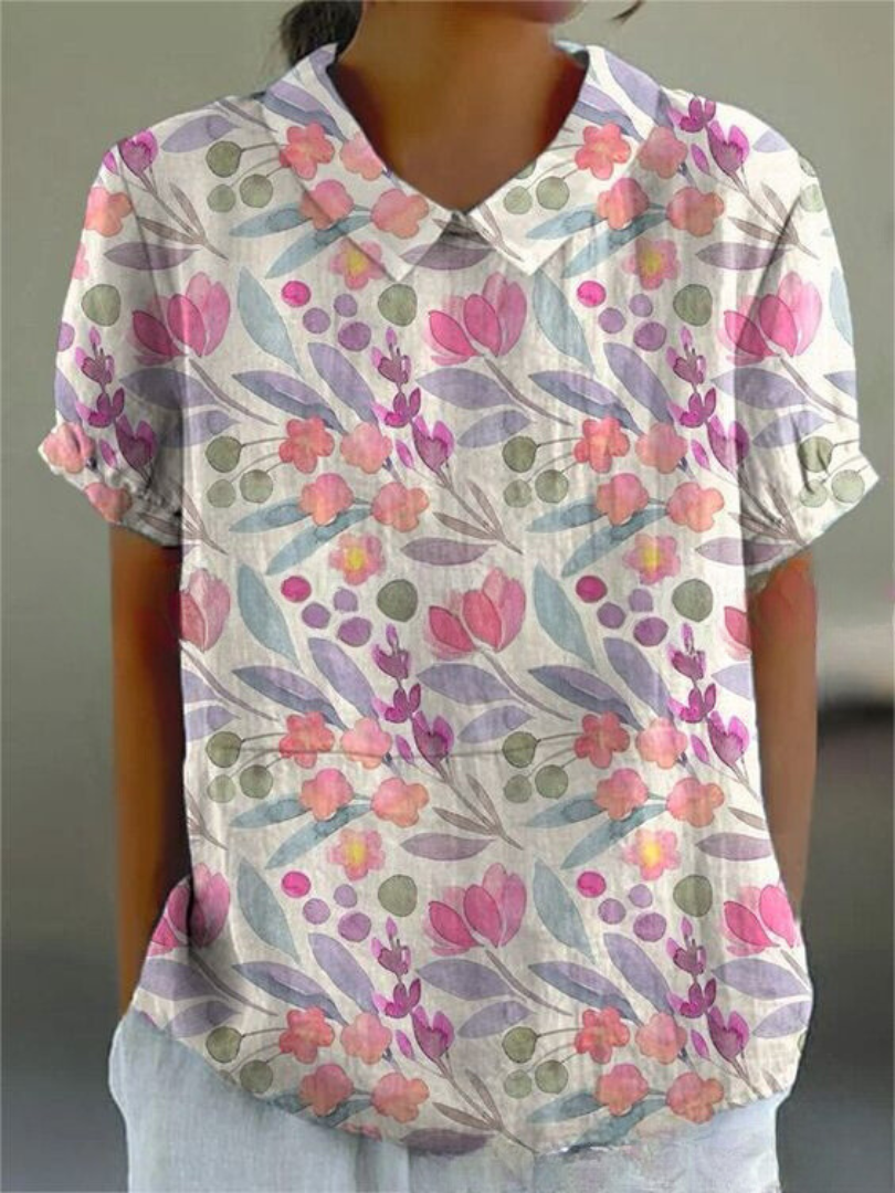 "Damen Vintage Bluse mit Blumenmuster, lässige Passform, romantisch, vielseitig, ideal für Alltag und besondere Anlässe."