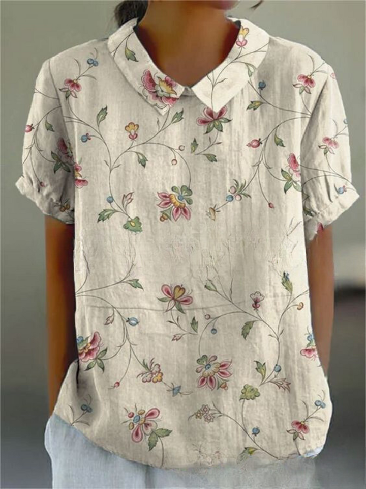 "Damen Vintage Bluse mit Blumenmuster, lässige Passform, romantisch, vielseitig, ideal für Alltag und besondere Anlässe."