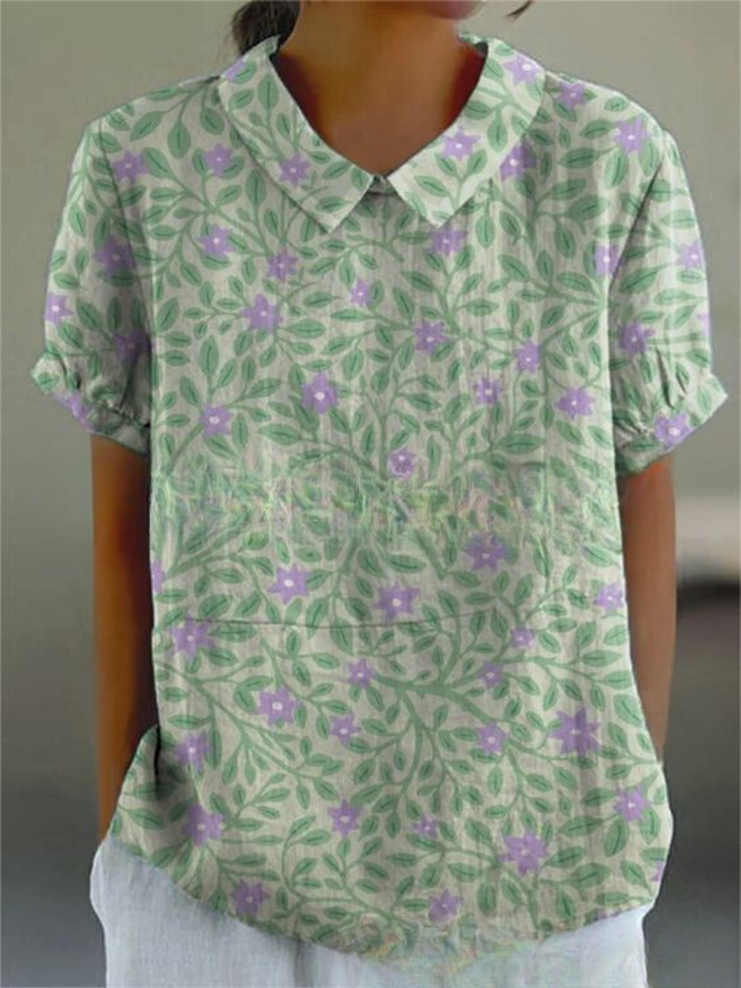 "Damen Vintage Bluse mit Blumenmuster, lässige Passform, romantisch, vielseitig, ideal für Alltag und besondere Anlässe."