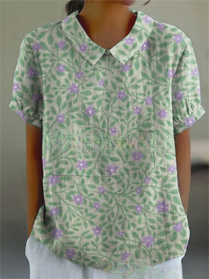 "Damen Vintage Bluse mit Blumenmuster, lässige Passform, romantisch, vielseitig, ideal für Alltag und besondere Anlässe."