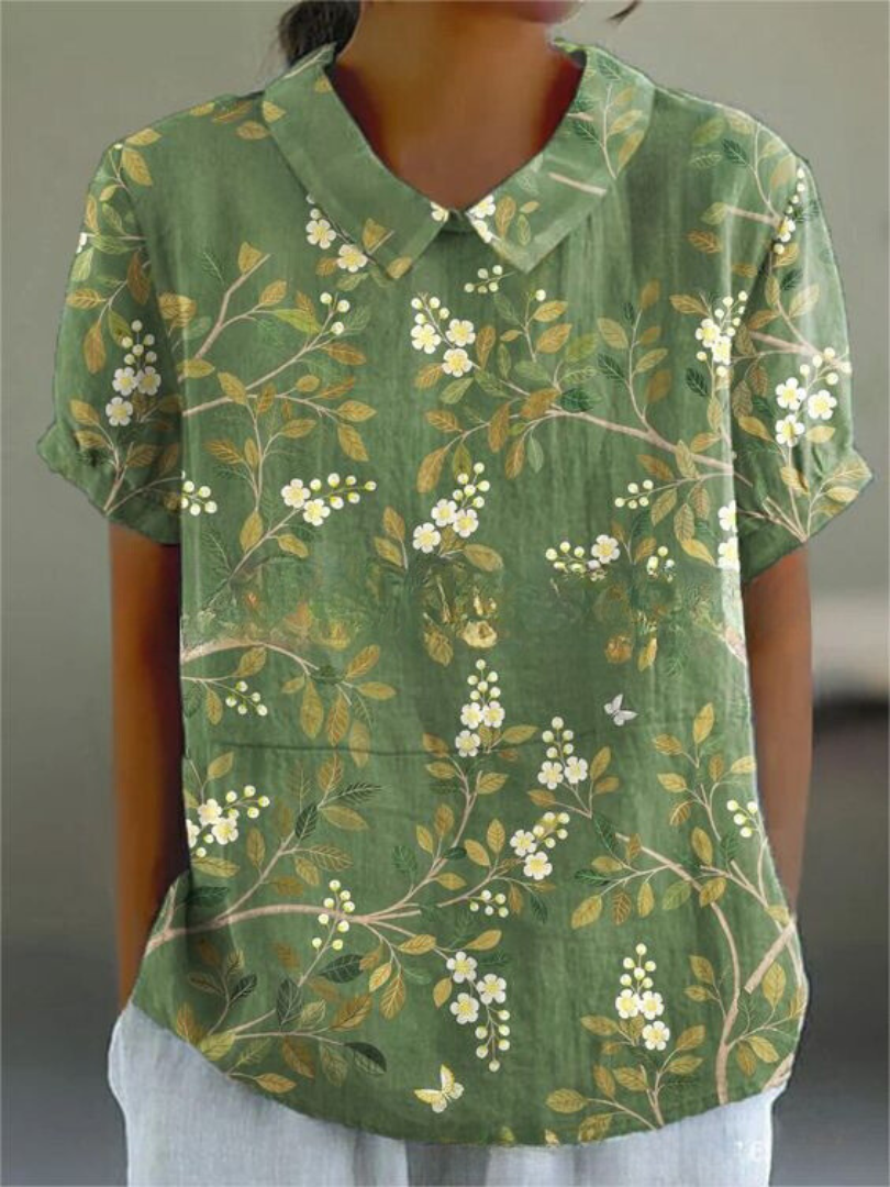 "Damen Vintage Bluse mit Blumenmuster, lässige Passform, romantisch, vielseitig, ideal für Alltag und besondere Anlässe."