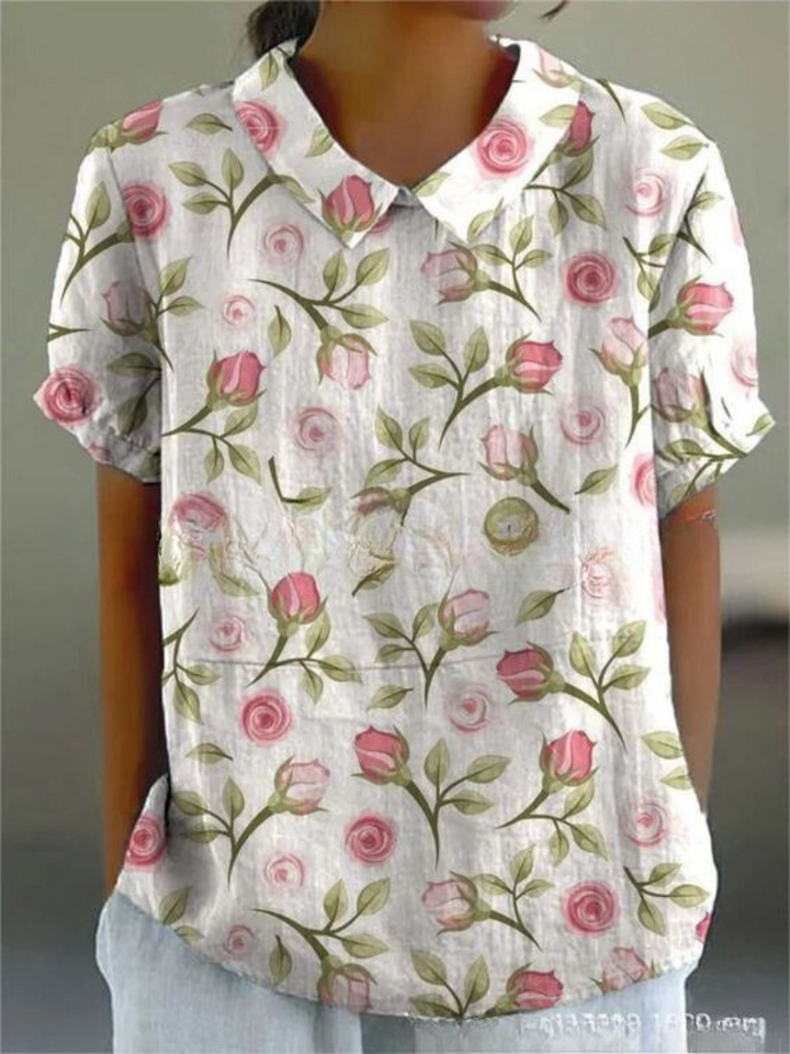 "Damen Vintage Bluse mit Blumenmuster, lässige Passform, romantisch, vielseitig, ideal für Alltag und besondere Anlässe."
