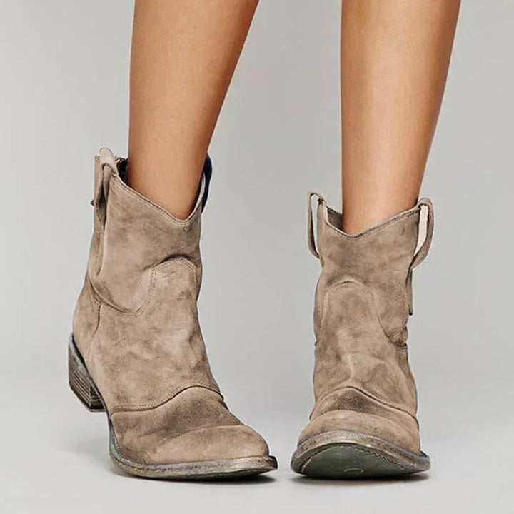 "Damen Western Stiefeletten aus Leder, Vintage-Design, weiches Echtleder, ergonomischer Absatz, optimaler Halt, vielseitig tr