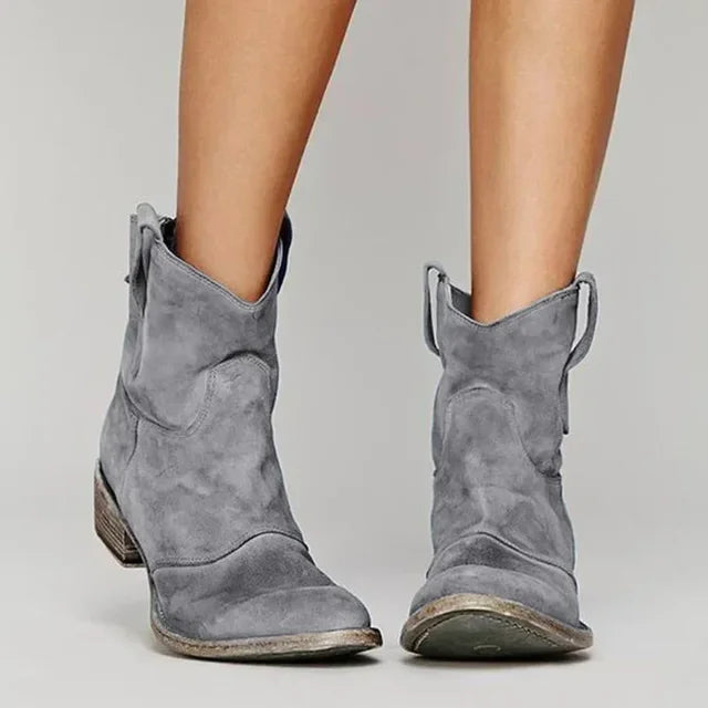 "Damen Western Stiefeletten aus Leder, Vintage-Design, weiches Echtleder, ergonomischer Absatz, optimaler Halt, vielseitig tr