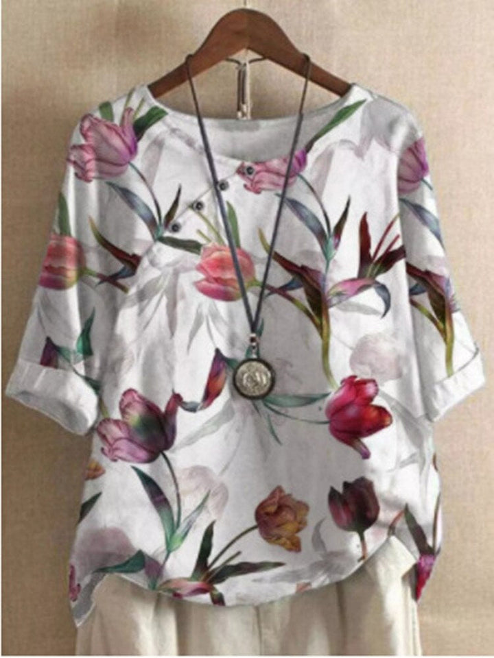 "Damenbluse mit lebhaftem Druck, vielseitig kombinierbar, stylisch und bequem, ideal für elegante und legere Anlässe."