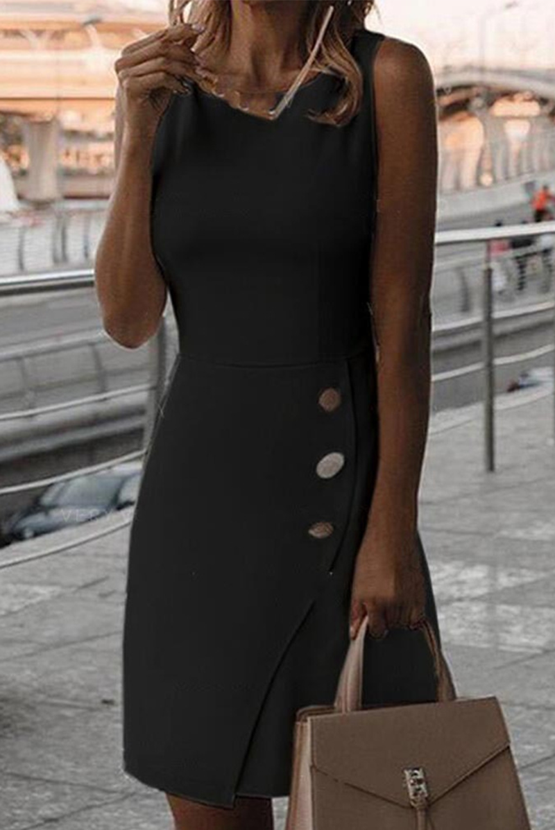 "Damenkleid mit Rundhalsausschnitt und Bleistiftrock, Vorderansicht, elegantes Design, figurbetont, für Alltag und Anlässe."