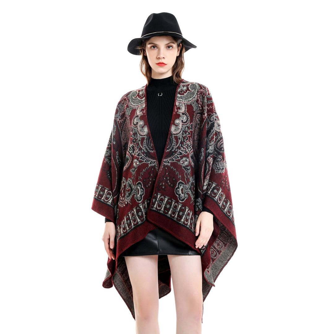 "Damenponcho mit floralem Muster, elegant, vielseitig, luxuriöser Look, perfekt für jede Garderobe, erhältlich in mehreren Fa