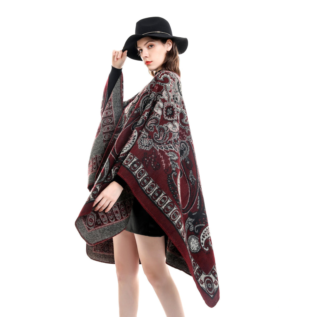 "Damenponcho mit floralem Muster, elegant, vielseitig, luxuriöser Look, perfekt für jede Garderobe, erhältlich in mehreren Fa