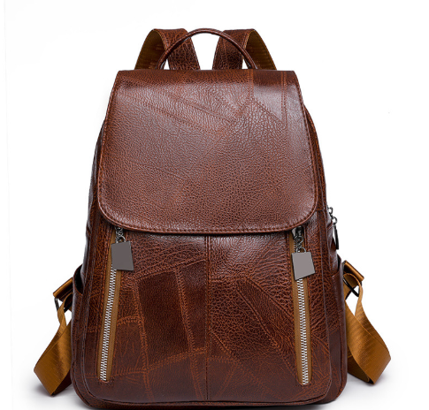 Diebstahlsicherer Lederrucksack Damen, elegant, Premium-Leder, zeitloses Design, ideal für stilvolle, sichere Reisen.