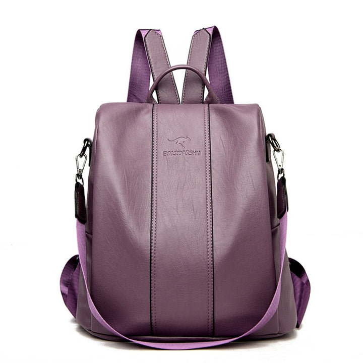 "Diebstahlsicherer Lederrucksack Damen, Vintage Stil, Schwarz, vielseitige Tragetasche aus hochwertigem PU-Leder."