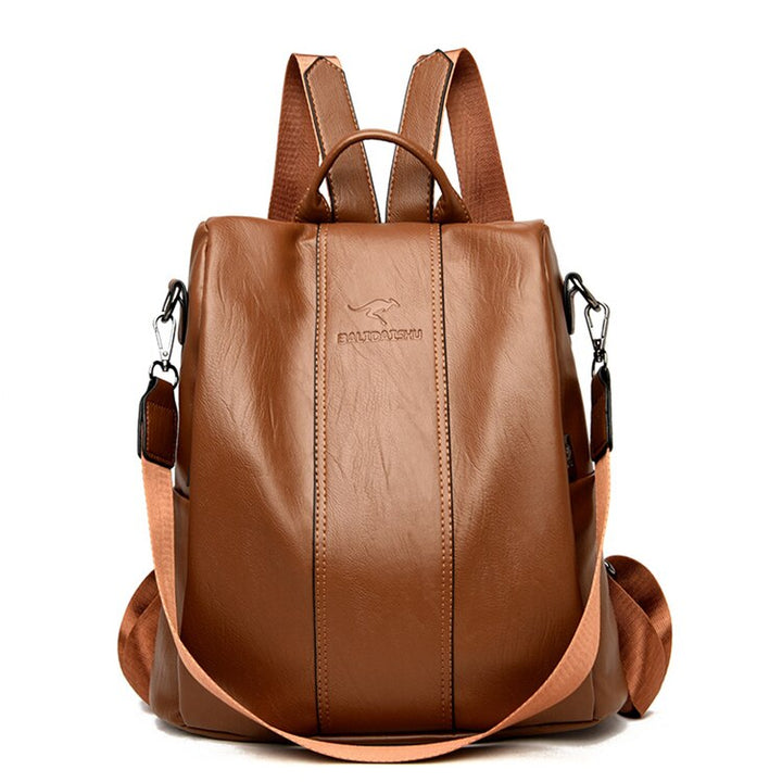 "Diebstahlsicherer Lederrucksack Damen, Vintage Stil, Schwarz, vielseitige Tragetasche aus hochwertigem PU-Leder."