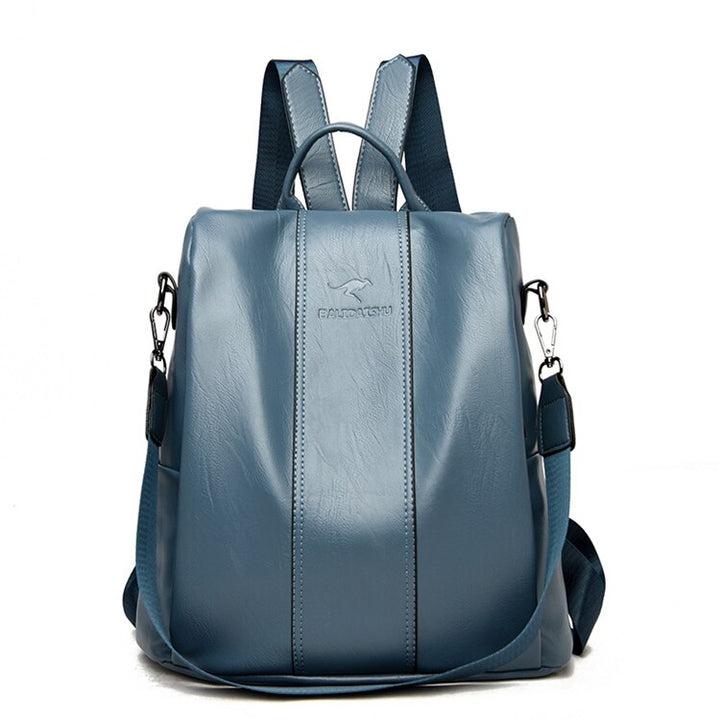 "Diebstahlsicherer Lederrucksack Damen, Vintage Stil, Schwarz, vielseitige Tragetasche aus hochwertigem PU-Leder."