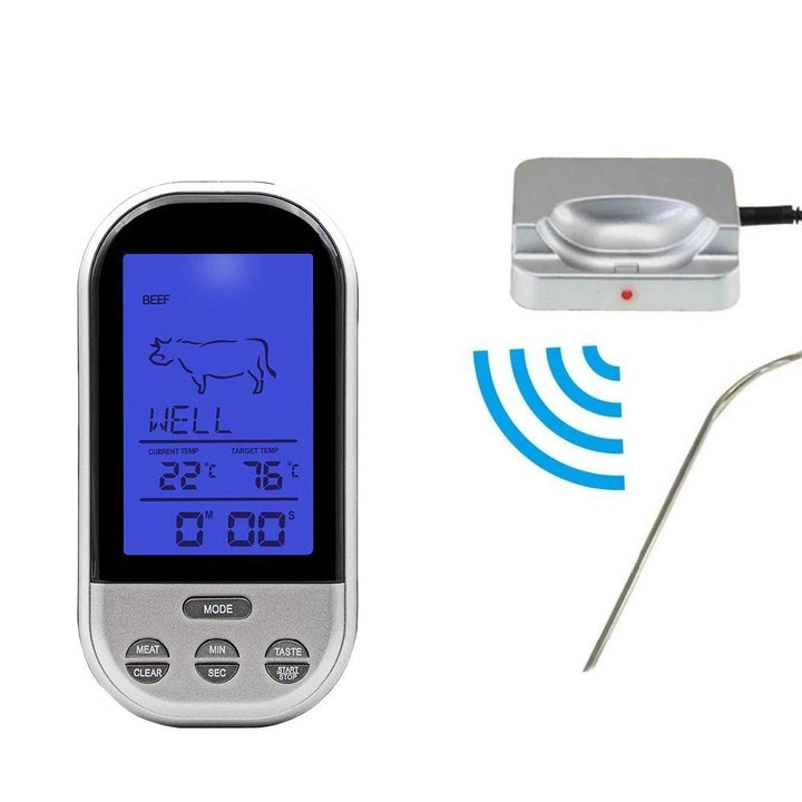 "Digitales kabelloses Ofenthermometer mit Timer, Präzision für genaues Kochen, robustes Design aus Kunststoff und Edelstahl"