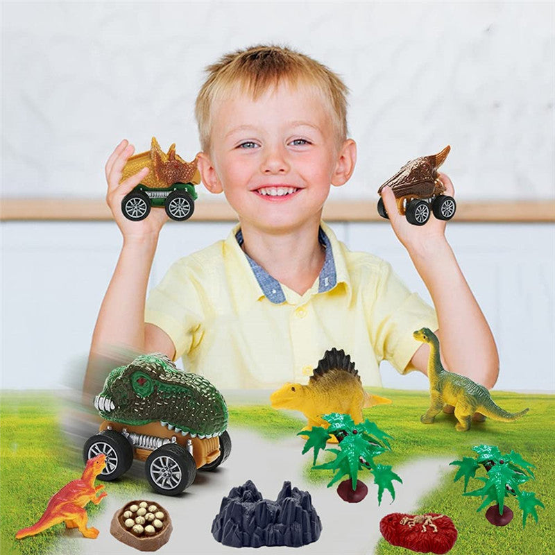 "Dinosaurier-Spielzeug LKW mit Mini-Dinos, grünem Triceratops-Design, ideal für Kinderabenteuer und organisierte Aufbewahrung