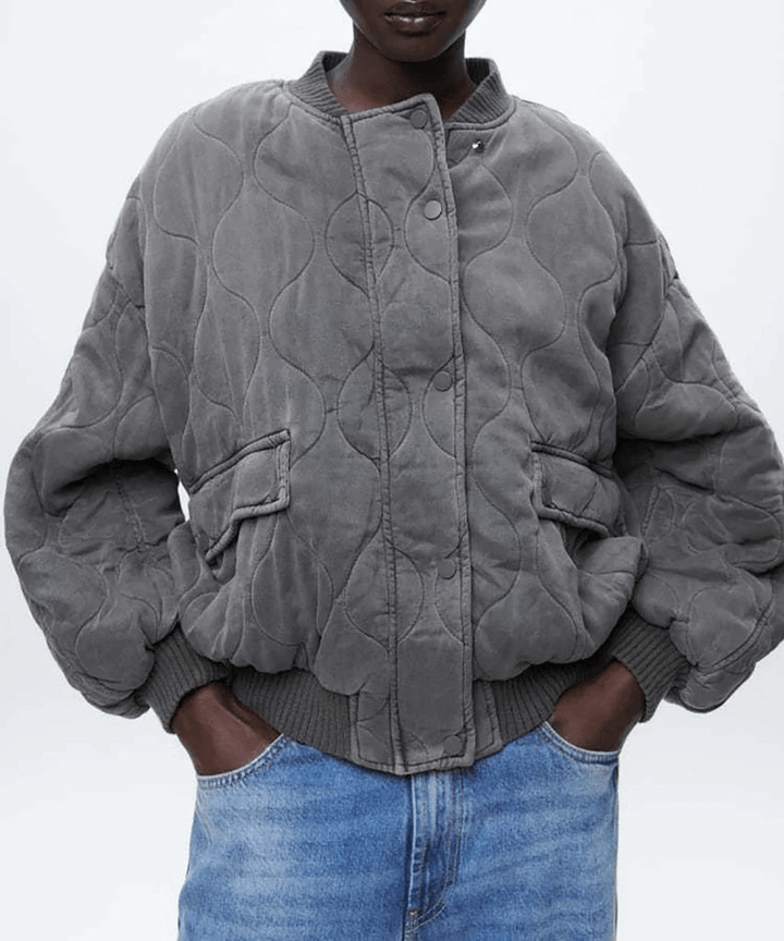 Stylische Graue Bomberjacke