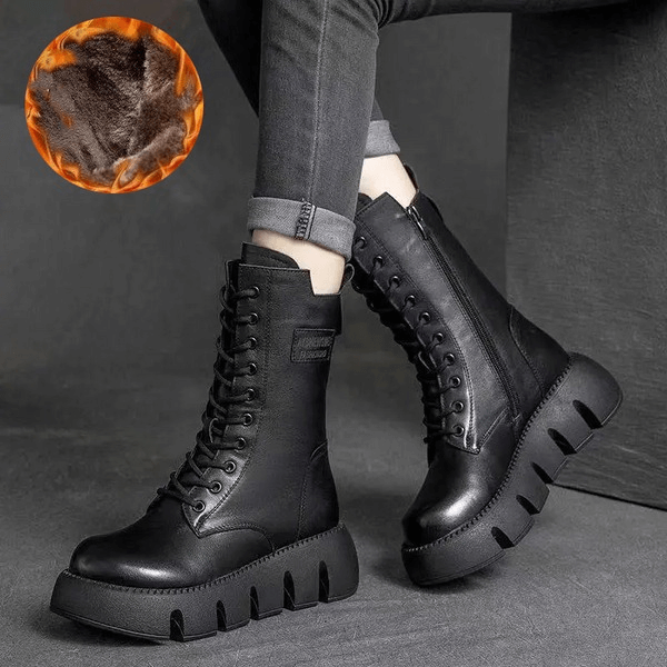 Mittelhohe Damen Lederstiefel