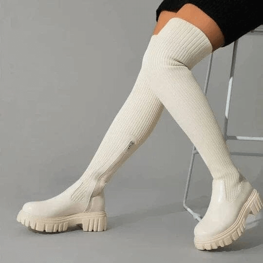 Oberschenkelhohe Stretch-Stiefel