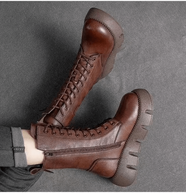 Mittelhohe Damen Lederstiefel