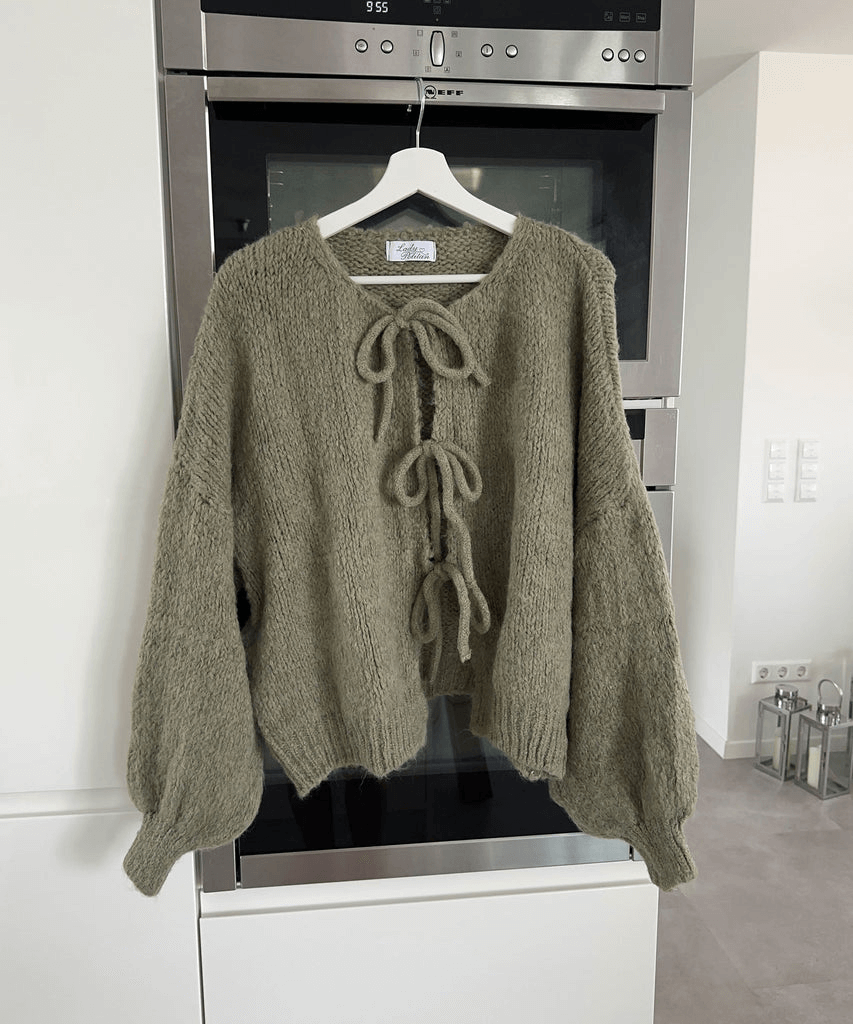 Elegantes Oberteil Schleife Fia Khaki