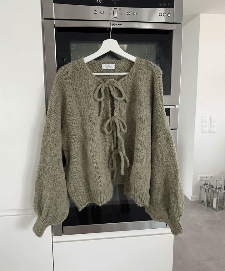 Elegantes Oberteil Schleife Fia Khaki
