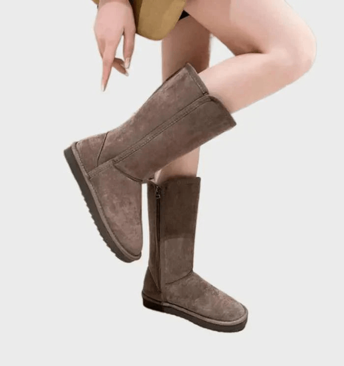 Suede Schaffell Damenstiefel